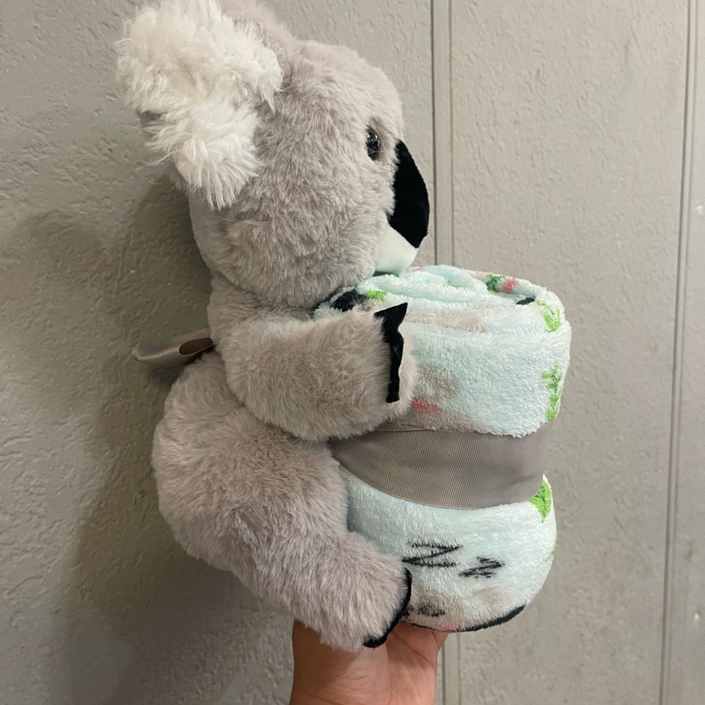 NWOT Koala Plush Toy with Blanket - Gray and Green - Picture 2 of 6